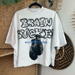 Billionaire Studios Men's Short Sleeve Brain Bucket Boxing Tee White Size Small